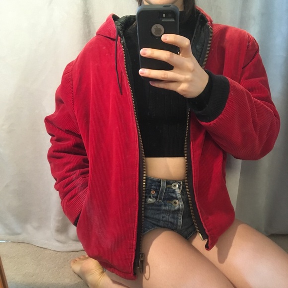 Vintage Red Corduroy Zipper Jacket - Picture 8 of 14